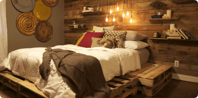 طرح‌ها و مدل‌های مختلف پالت چوبی تخت خواب